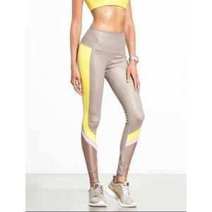 Alo Yoga Womens Elevate Colorblocked Mesh Full Length Leggings Tan Size XS